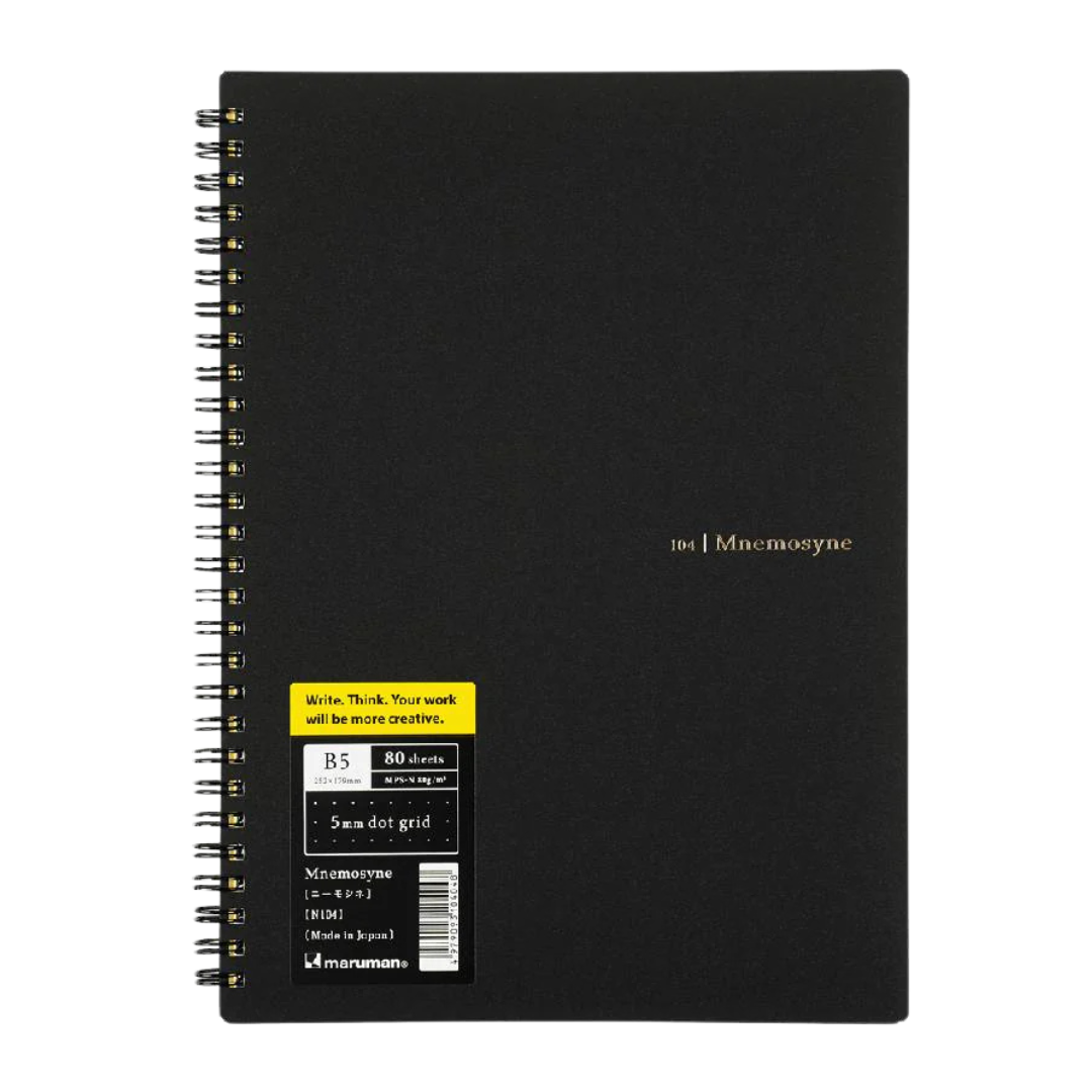 Maruman Mnemosyne B5 Notebook in Dot Grid (Black) — Maruman notes/memos — premium stationery and lifestyle, at Cityluxe Singapore