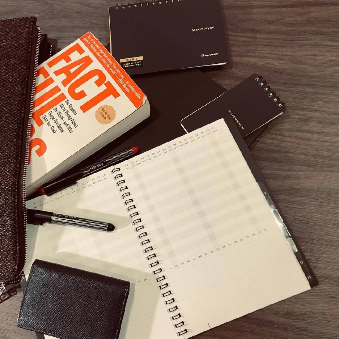 Maruman Mnemosyne Modified A7 Twin Ring Memo Pad in Lined (Black) — Maruman notes/memos — premium stationery and lifestyle, at Cityluxe Singapore