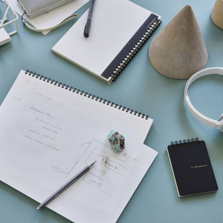 Maruman Mnemosyne Modified A7 Twin Ring Memo Pad in Lined (Black) — Maruman notes/memos — premium stationery and lifestyle, at Cityluxe Singapore