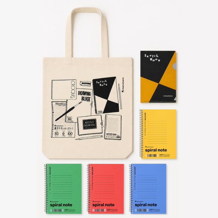 Maruman Tote Bag, A6 Clear Folder and Notepad