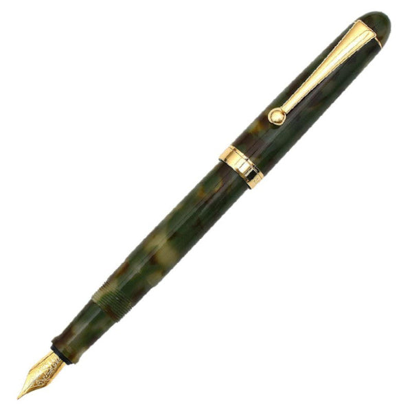 Onishi Hand Made Fountain Pen-Large Schmidt Steel  - Matcha Green — capped