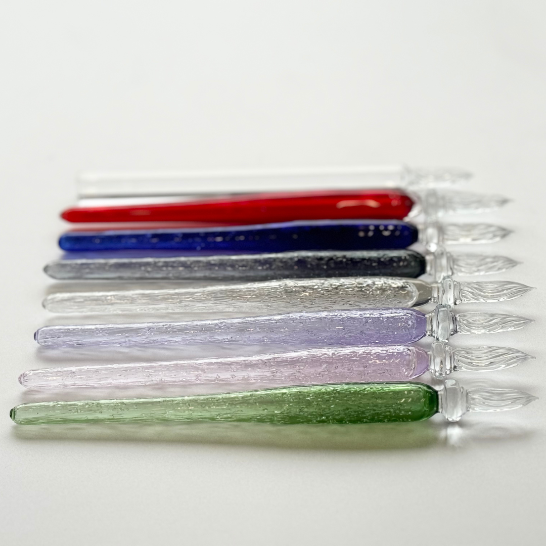 Matsubokkuri Tsubutsubu Glass Fountain Pen in Clear Blue — Matsubokkuri fountain pen — precision nib writing instrument, at Cityluxe Singapore stationery store