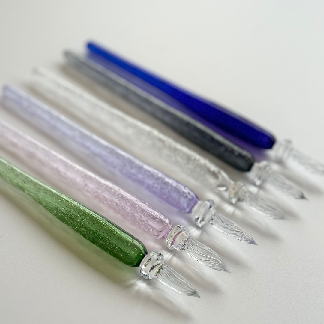 Matsubokkuri Tsubutsubu Glass Fountain Pen in Blue — Matsubokkuri fountain pen — precision nib writing instrument, at Cityluxe Singapore stationery store