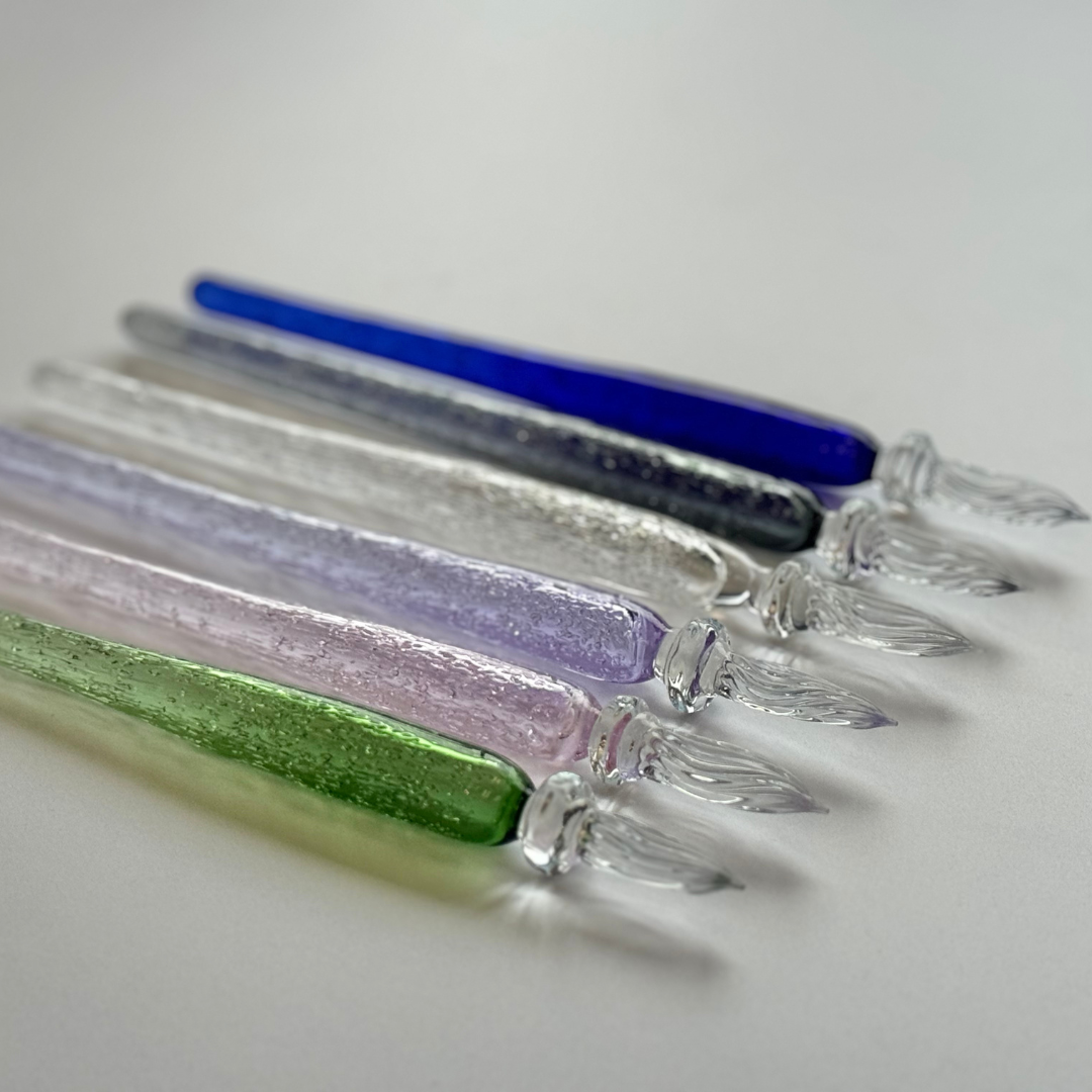 Matsubokkuri Tsubutsubu Glass Fountain Pen in Clear Blue — Matsubokkuri fountain pen — precision nib writing instrument, at Cityluxe Singapore stationery store