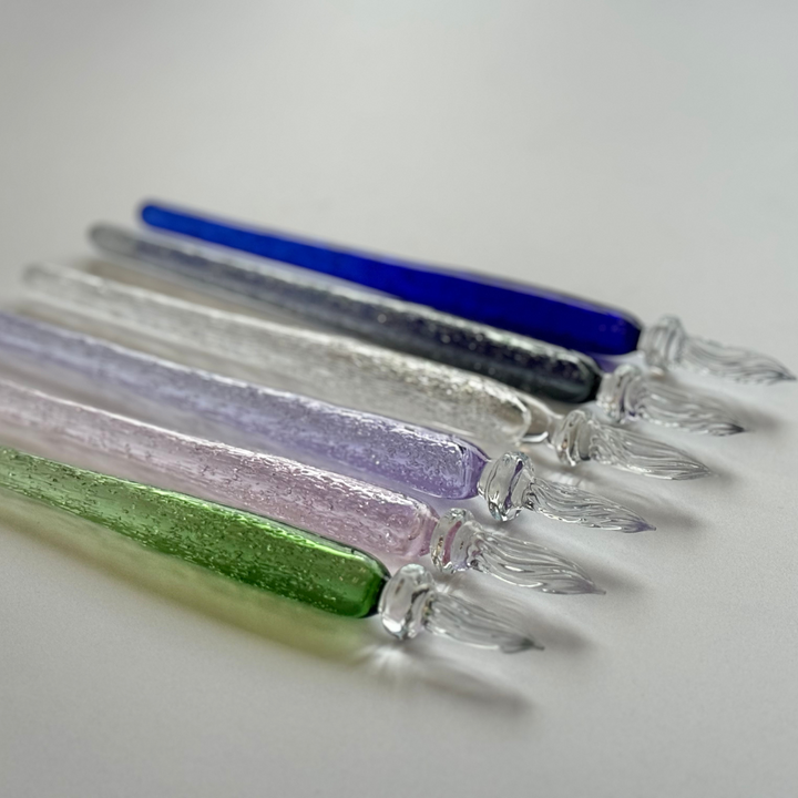 Matsubokkuri Tsubutsubu Glass Fountain Pen in Blue — Matsubokkuri fountain pen — precision nib writing instrument, at Cityluxe Singapore stationery store