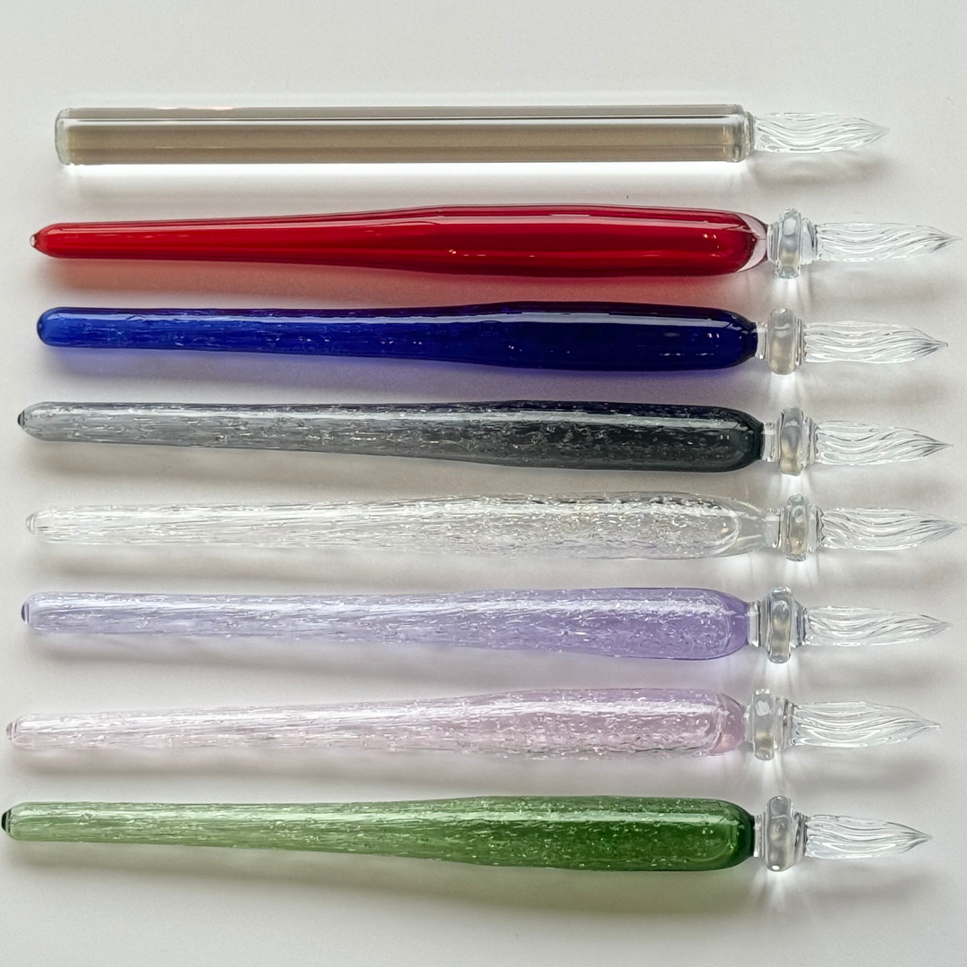 Matsubokkuri Tsubutsubu Glass Fountain Pen in Clear Blue — Matsubokkuri fountain pen — precision nib writing instrument, at Cityluxe Singapore stationery store
