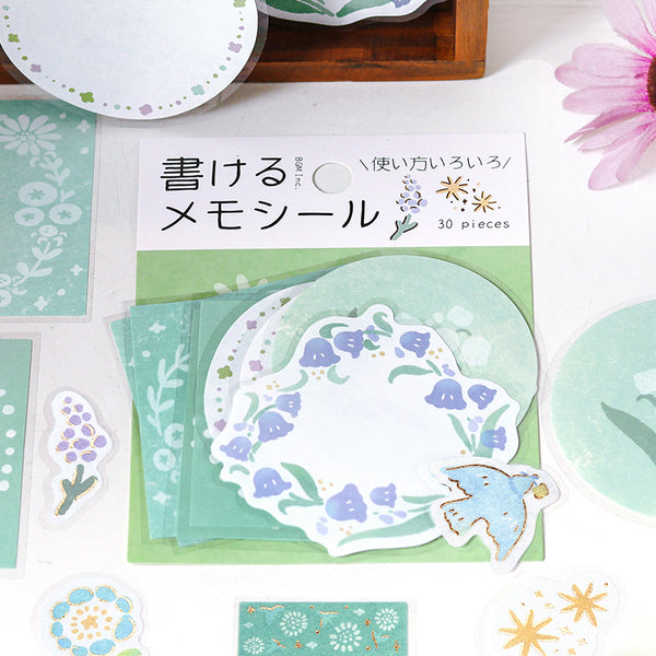 Load image into Gallery viewer, BGM Foil Stamping Memo Seal: Flower Weather - Midori
