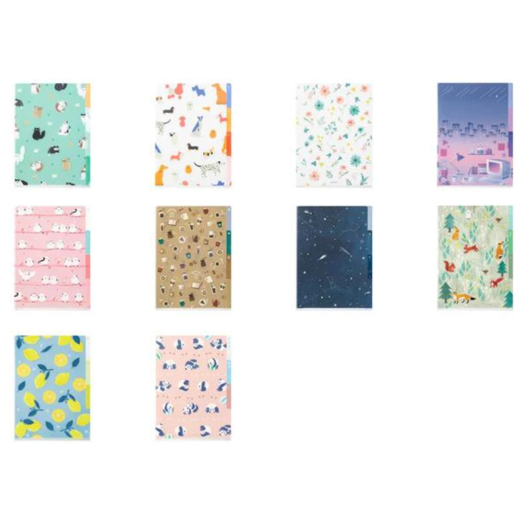 Midori A5 3 Pockets Clear Folder - City Pop