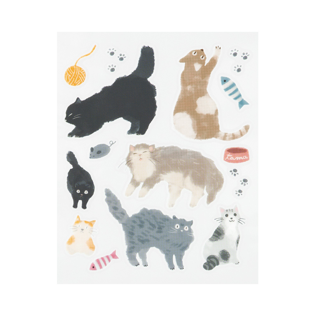Midori Glossy Transfer Sticker in Cat — Midori decorative sticker — for journaling, planners and scrapbooking, at Cityluxe Singapore