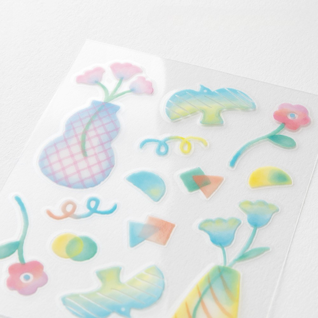 Midori Glossy Transfer Sticker in Flower Vase — Midori decorative sticker — for journaling, planners and scrapbooking, at Cityluxe Singapore