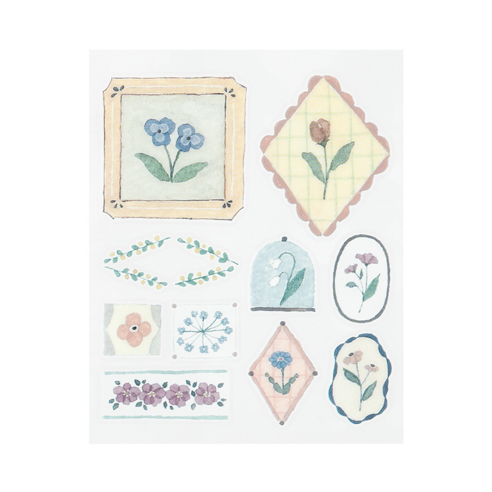 Midori Glossy Transfer Sticker in Flower — Midori decorative sticker — for journaling, planners and scrapbooking, at Cityluxe Singapore