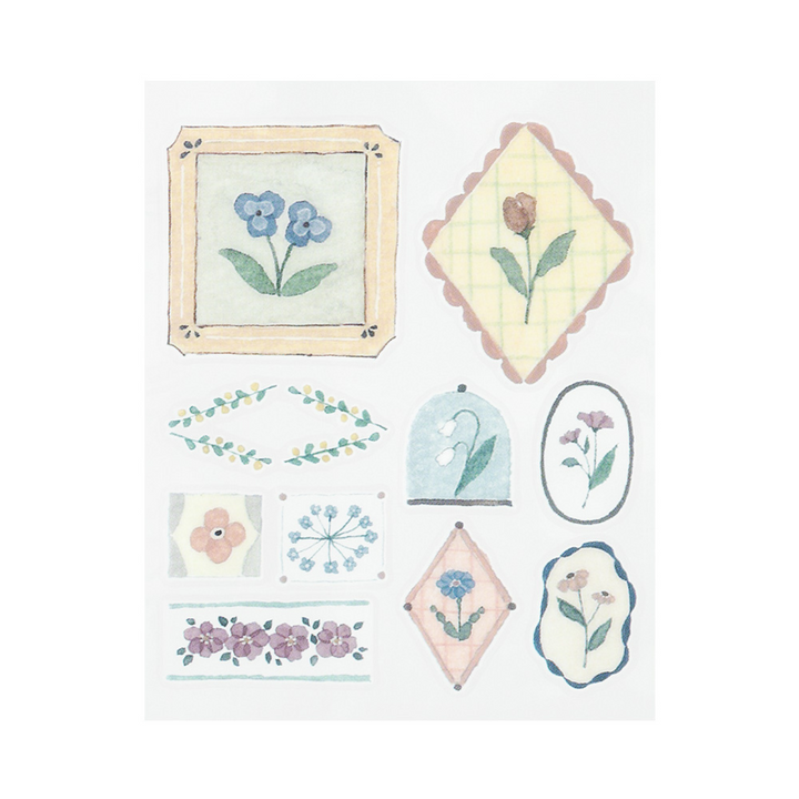 Midori Glossy Transfer Sticker in Flower — Midori decorative sticker — for journaling, planners and scrapbooking, at Cityluxe Singapore