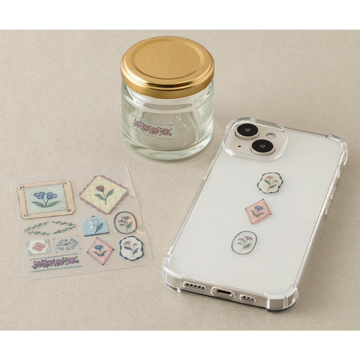 Midori Glossy Transfer Sticker in Flower — Midori decorative sticker — for journaling, planners and scrapbooking, at Cityluxe Singapore