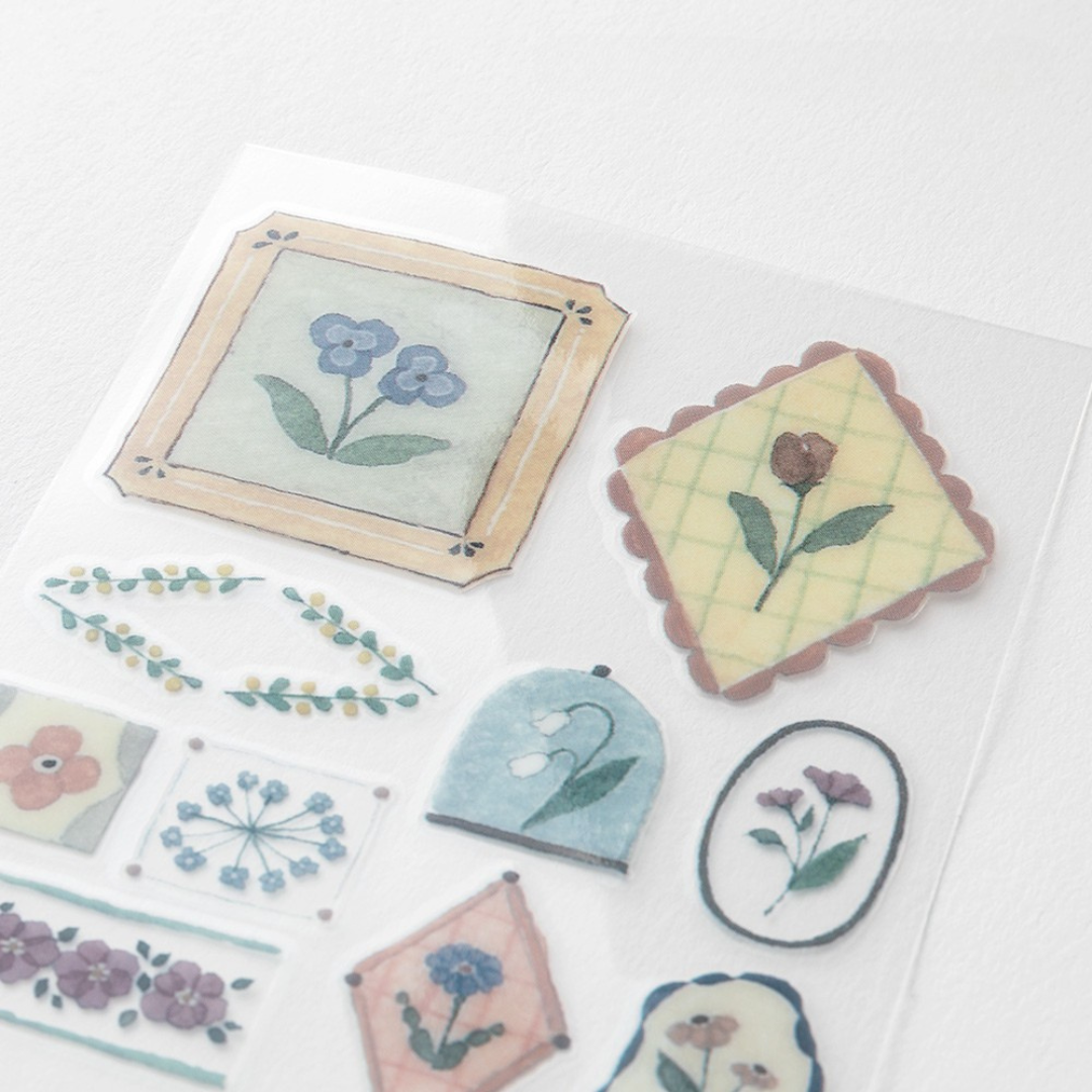 Midori Glossy Transfer Sticker in Flower — Midori decorative sticker — for journaling, planners and scrapbooking, at Cityluxe Singapore