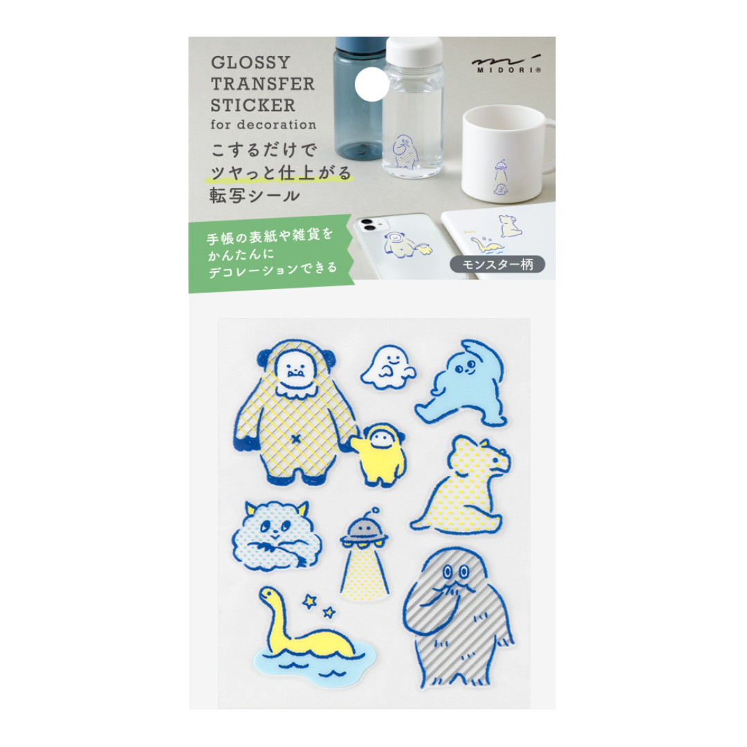Midori Glossy Transfer Sticker in Monster — Midori decorative sticker — for journaling, planners and scrapbooking, at Cityluxe Singapore