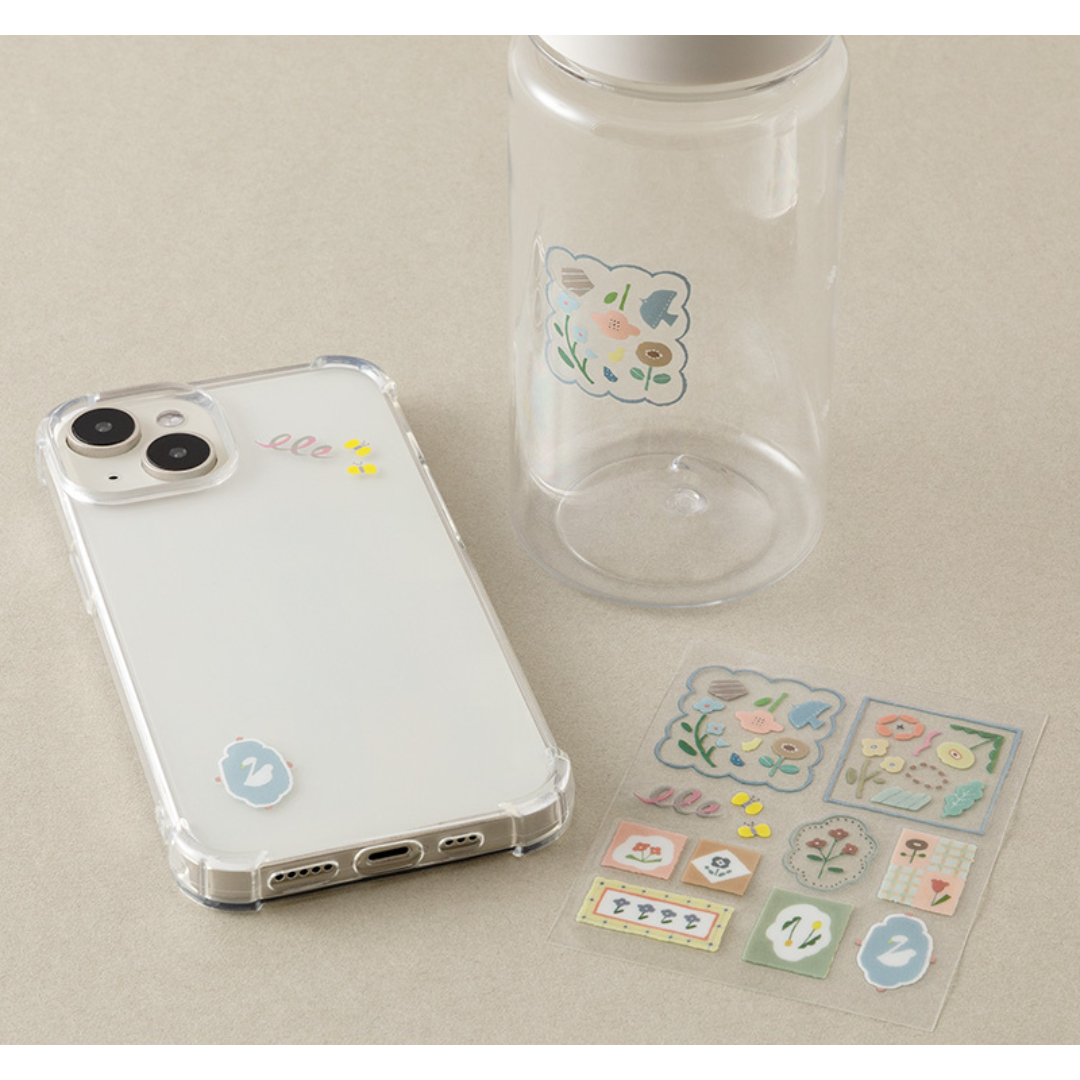 Midori Glossy Transfer Sticker in Nordic Tile — Midori decorative sticker — for journaling, planners and scrapbooking, at Cityluxe Singapore