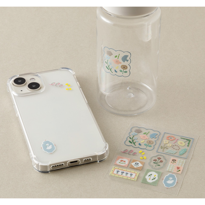Midori Glossy Transfer Sticker in Nordic Tile — Midori decorative sticker — for journaling, planners and scrapbooking, at Cityluxe Singapore