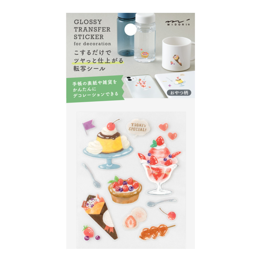 Midori Glossy Transfer Sticker in Snack — Midori decorative sticker — for journaling, planners and scrapbooking, at Cityluxe Singapore