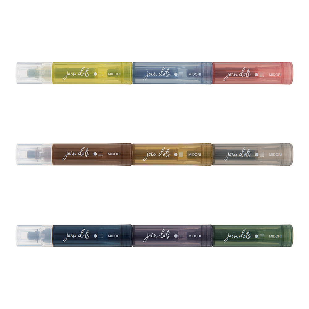 Midori Join Dots Connecting Pen in 3-Pack Grayish Tone — Midori connecting pen — premium stationery and lifestyle, at Cityluxe Singapore