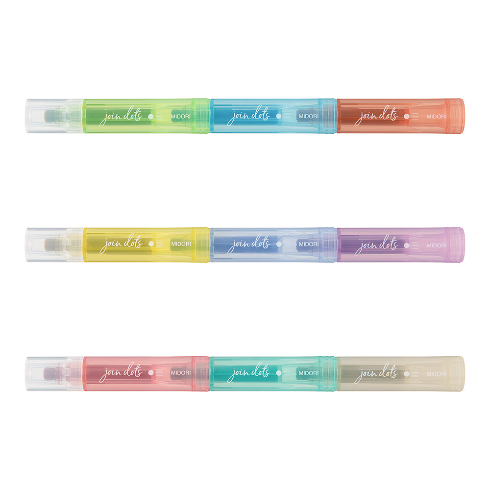 Midori Join Dots Connecting Pen in 3-Pack Right Tone — Midori connecting pen — premium stationery and lifestyle, at Cityluxe Singapore