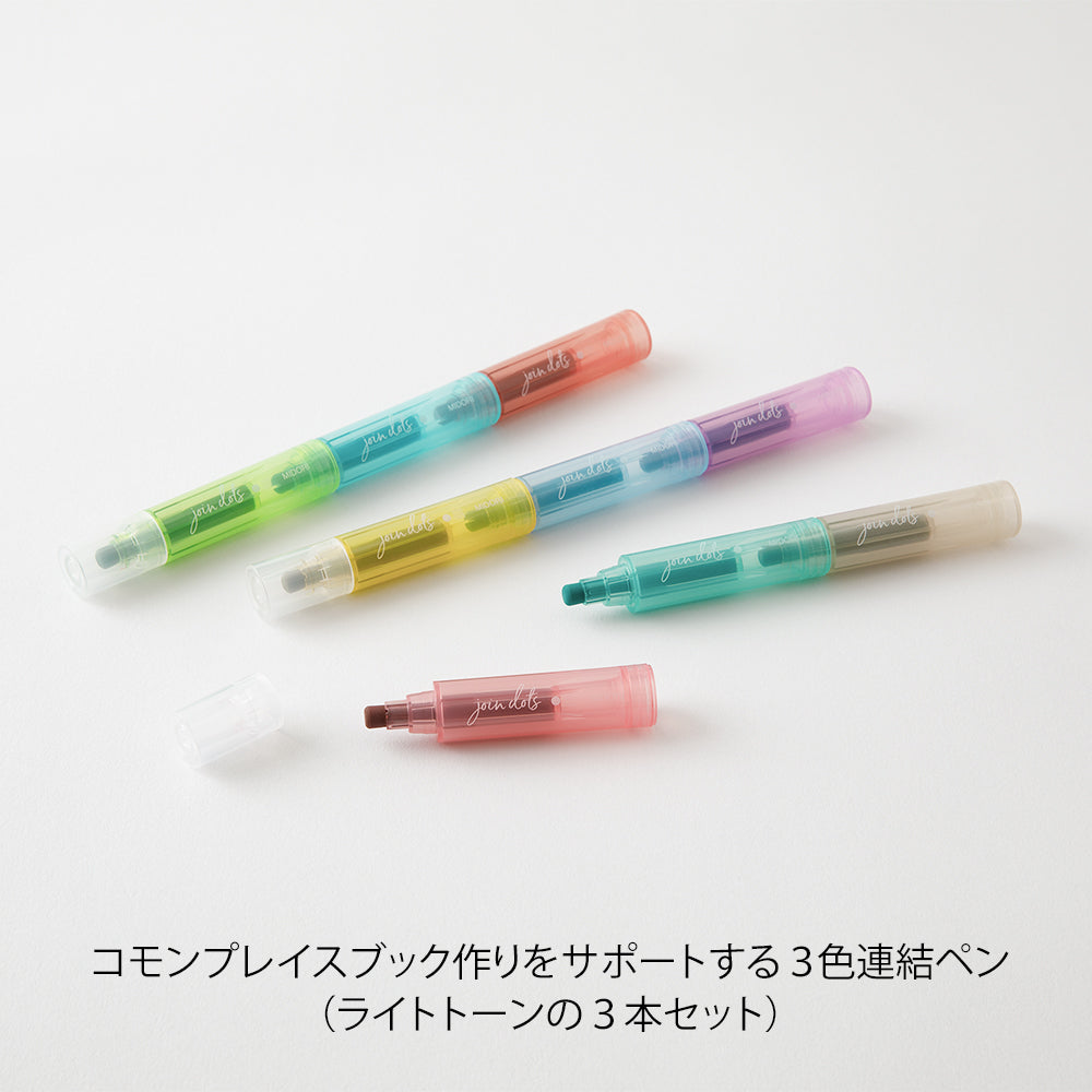 Midori Join Dots Connecting Pen in 3-Pack Right Tone — Midori connecting pen — premium stationery and lifestyle, at Cityluxe Singapore