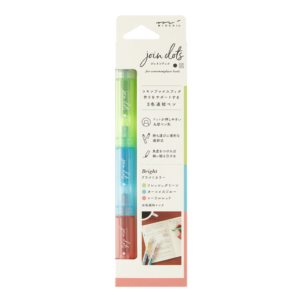 Midori Join Dots Connecting Pen in Bright — Midori connecting pen — premium stationery and lifestyle, at Cityluxe Singapore