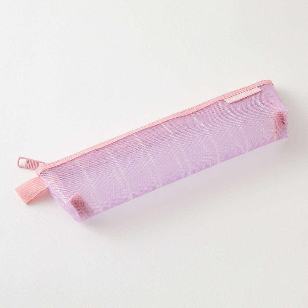 Midori Mesh Pen Case in Stripe Purple [Limited Edition] — Midori pen case — protective pouch for pens and writing instruments, at Cityluxe Singapore