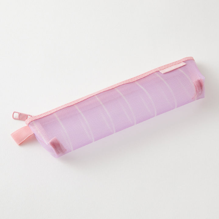 Midori Mesh Pen Case in Stripe Purple [Limited Edition] — Midori pen case — protective pouch for pens and writing instruments, at Cityluxe Singapore