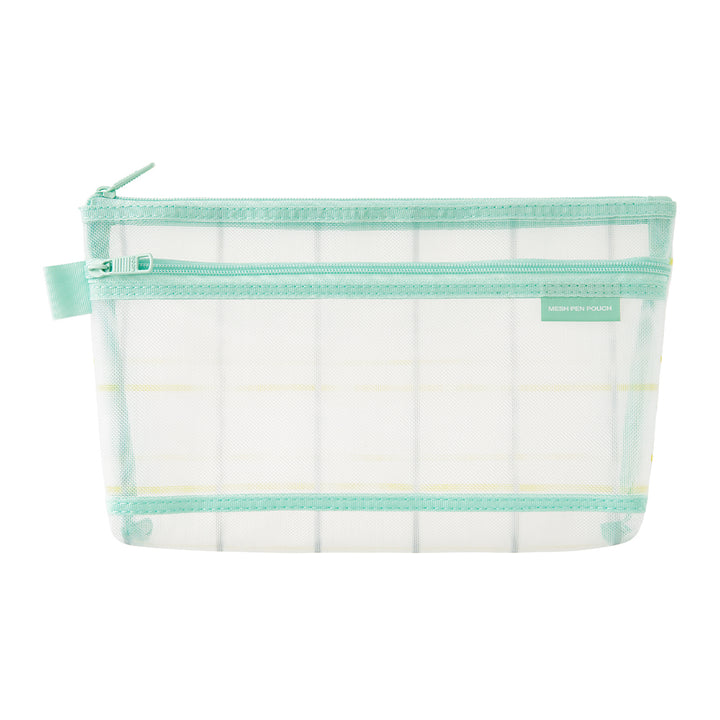 Midori Mesh Pen Pouch in Check Green [Limited Edition] — Midori pen case — protective pouch for pens and writing instruments, at Cityluxe Singapore
