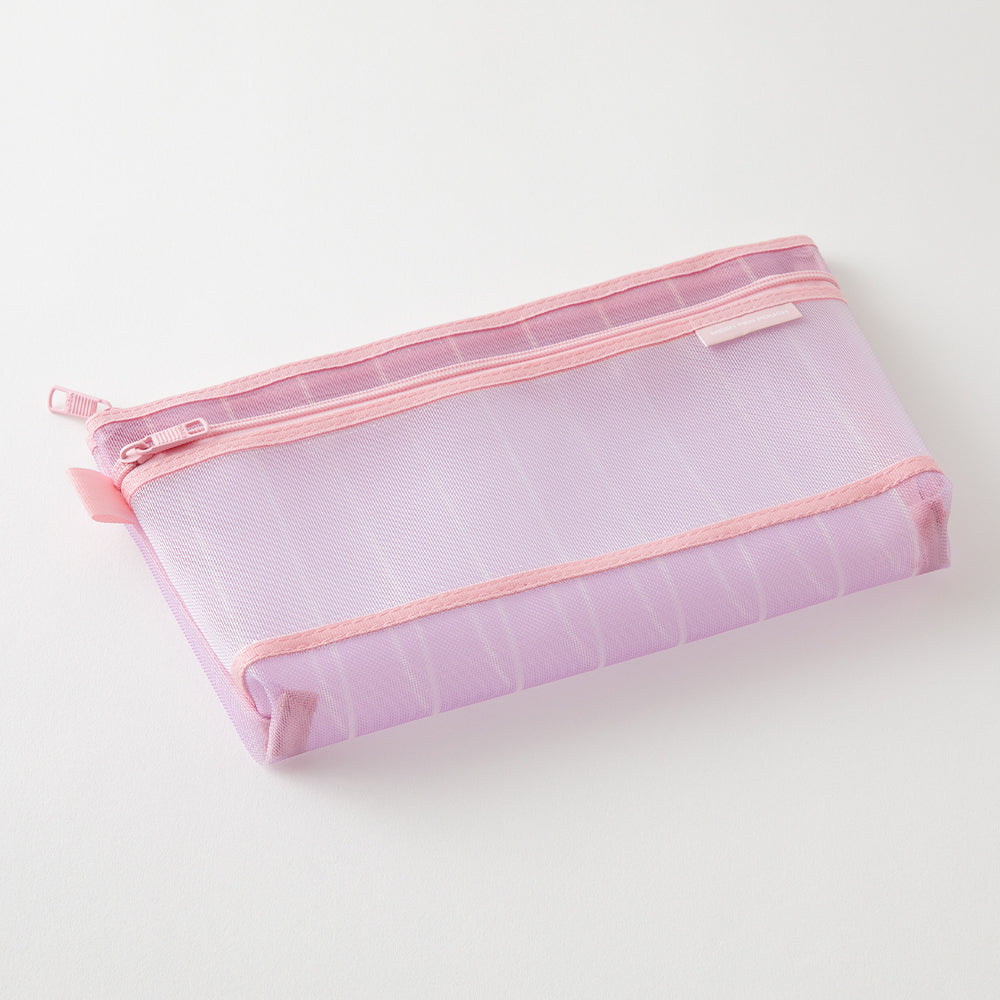 Midori Mesh Pen Pouch in Stripe Purple [Limited Edition] — Midori pen case — protective pouch for pens and writing instruments, at Cityluxe Singapore