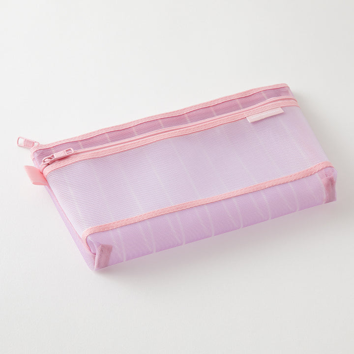 Midori Mesh Pen Pouch in Stripe Purple [Limited Edition] — Midori pen case — protective pouch for pens and writing instruments, at Cityluxe Singapore