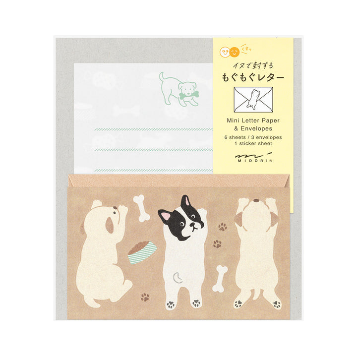 Midori Mini Letter Set with Stickers in Hungry Dog — Midori letter set — premium stationery and lifestyle, at Cityluxe Singapore