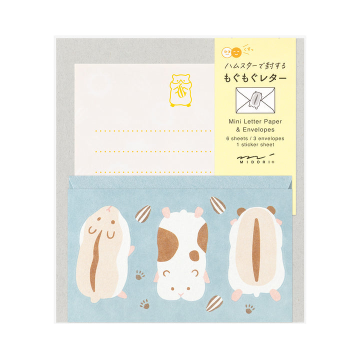 Midori Mini Letter Set with Stickers in Hungry Hamster — Midori letter set — premium stationery and lifestyle, at Cityluxe Singapore