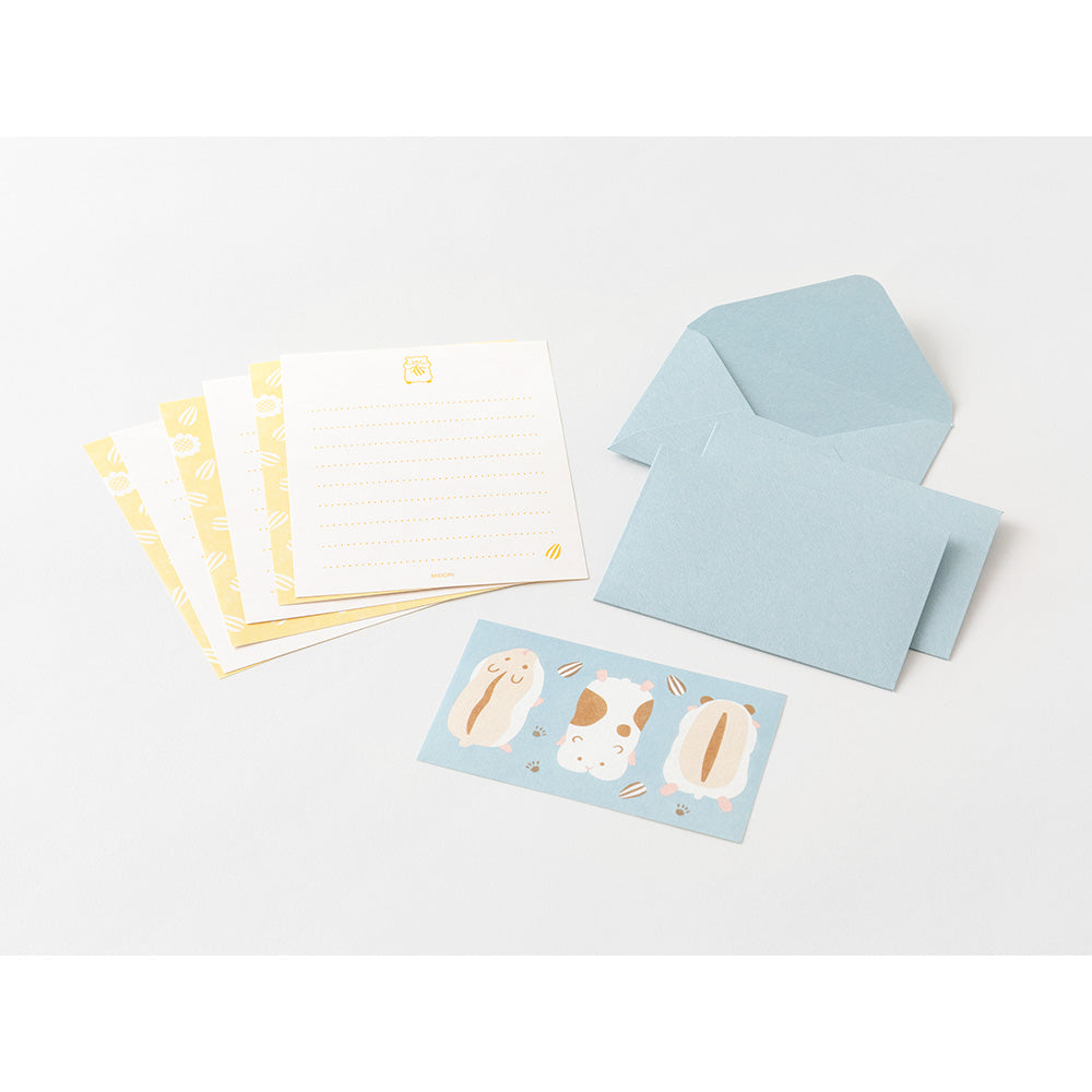 Midori Mini Letter Set with Stickers in Hungry Hamster — Midori letter set — premium stationery and lifestyle, at Cityluxe Singapore