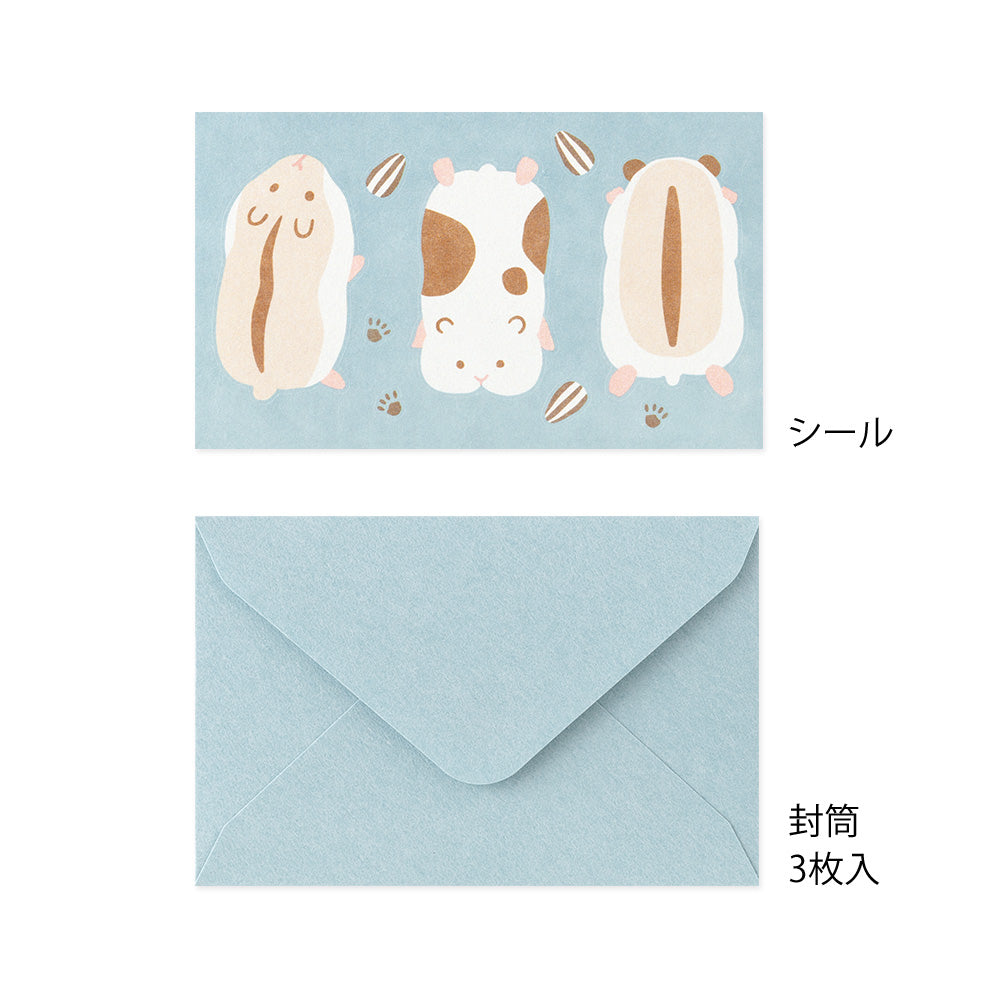 Midori Mini Letter Set with Stickers in Hungry Hamster — Midori letter set — premium stationery and lifestyle, at Cityluxe Singapore