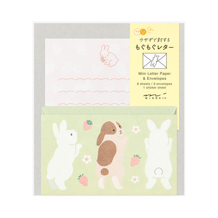Midori Mini Letter Set with Stickers - Hungry Rabbit — front view
