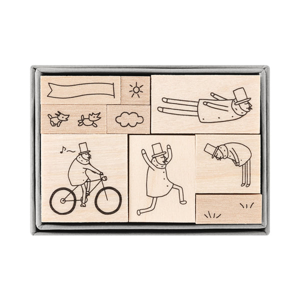 Load image into Gallery viewer, Midori Ojisan 30th Anniversary Wooden Stamp - Set B
