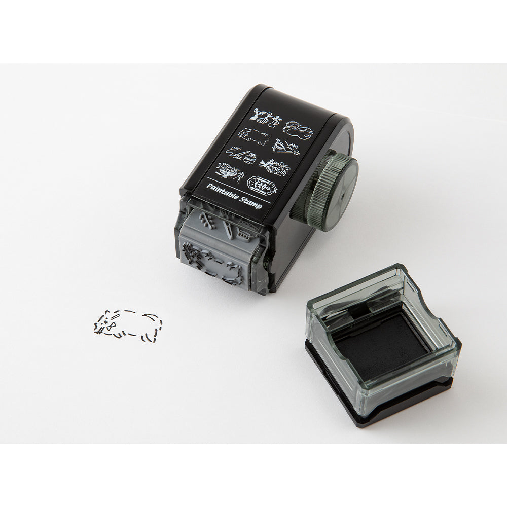 Midori Paintable Rotating Stamp Dial in Antique — Midori rubber stamp — decorative stamp for journaling and paper craft, at Cityluxe Singapore