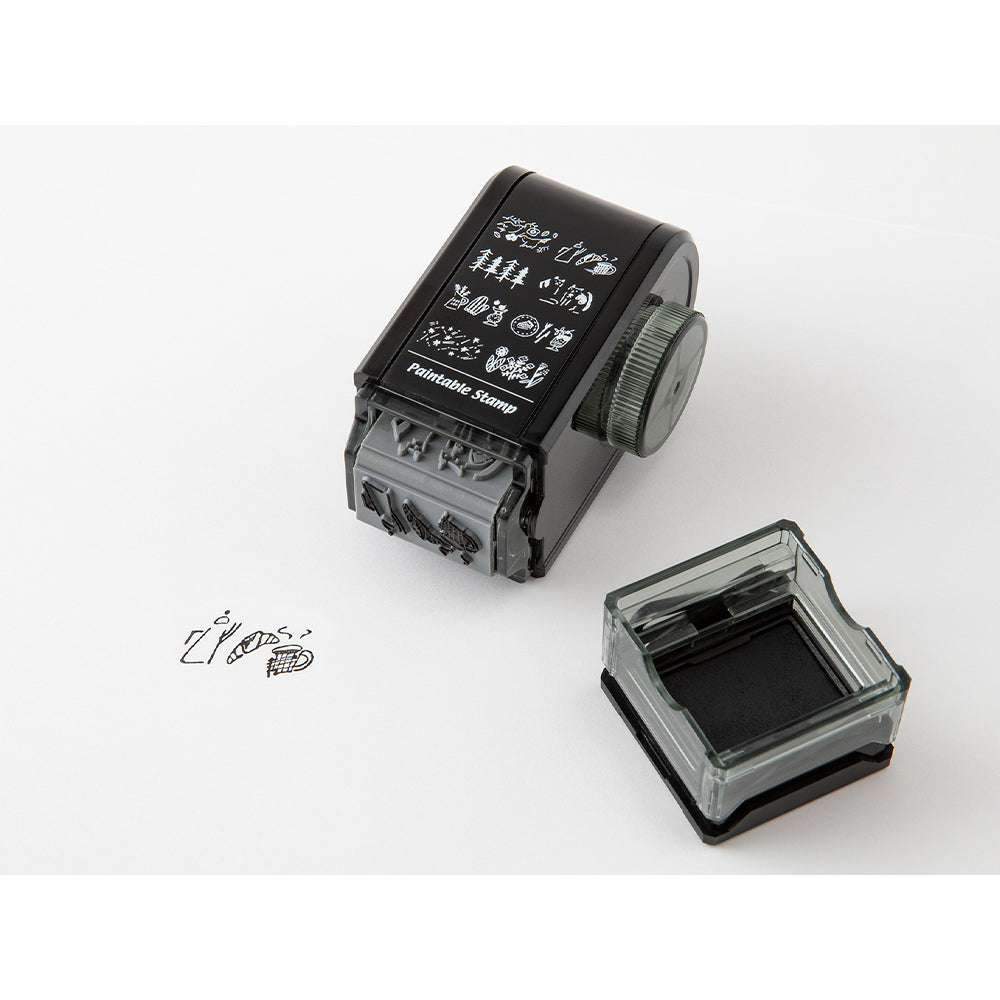 Midori Paintable Rotating Stamp Dial in Connection — Midori rubber stamp — decorative stamp for journaling and paper craft, at Cityluxe Singapore