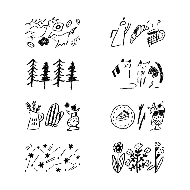 Midori Paintable Rotating Stamp Dial in Connection — Midori rubber stamp — decorative stamp for journaling and paper craft, at Cityluxe Singapore
