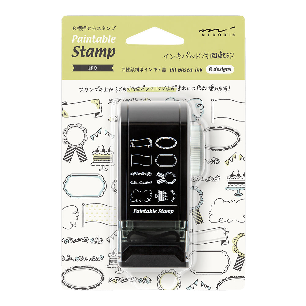 Midori Paintable Rotating Stamp Dial in Decoration — Midori rubber stamp — decorative stamp for journaling and paper craft, at Cityluxe Singapore