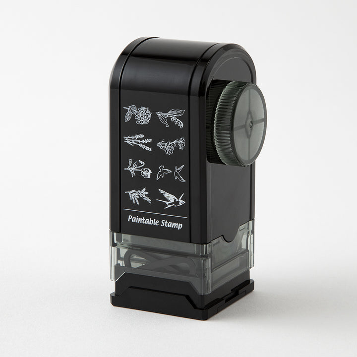 Midori Paintable Rotating Stamp Dial in Flower &amp; Bird — Midori rubber stamp — decorative stamp for journaling and paper craft, at Cityluxe Singapore