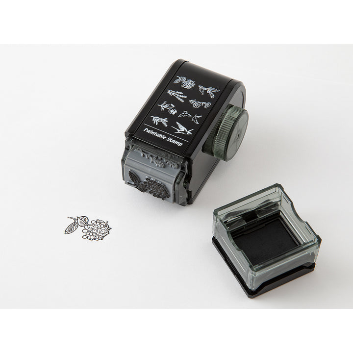 Midori Paintable Rotating Stamp Dial in Flower &amp; Bird — Midori rubber stamp — decorative stamp for journaling and paper craft, at Cityluxe Singapore