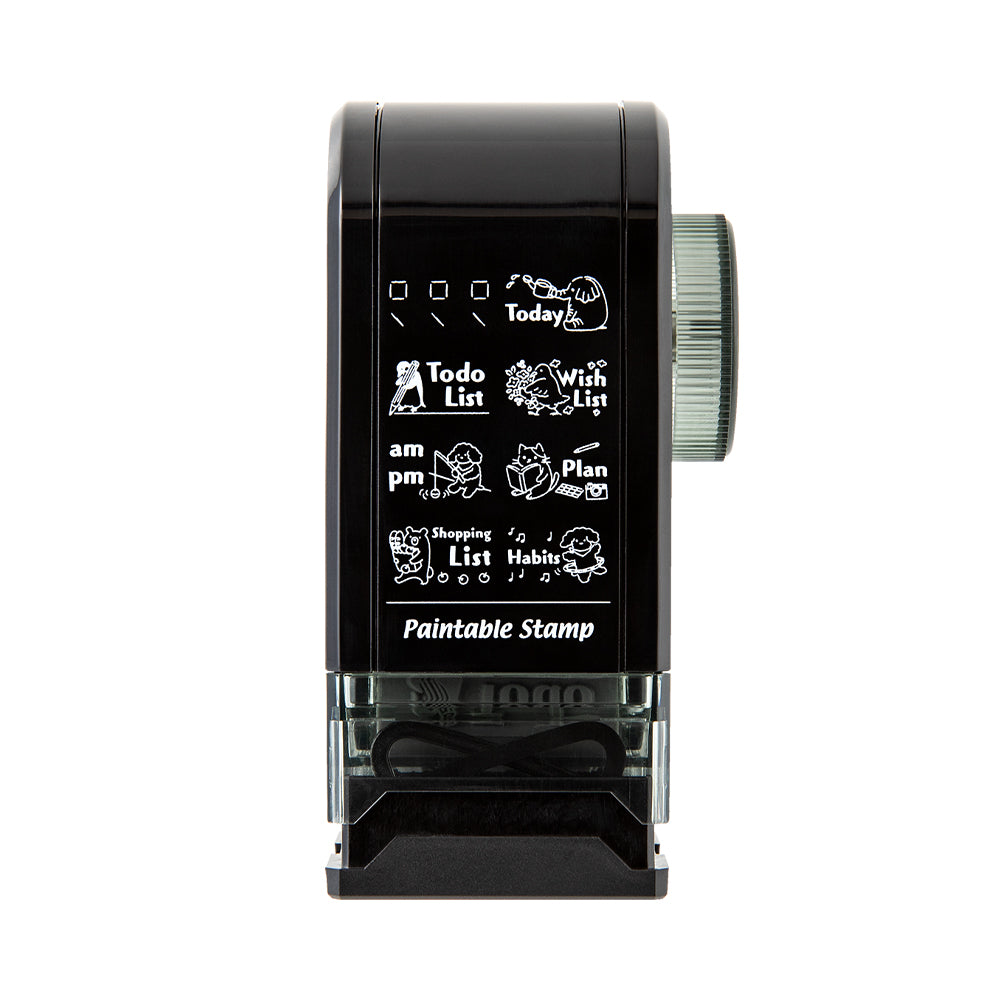 Midori Paintable Rotating Stamp Dial in List — Midori rubber stamp — decorative stamp for journaling and paper craft, at Cityluxe Singapore