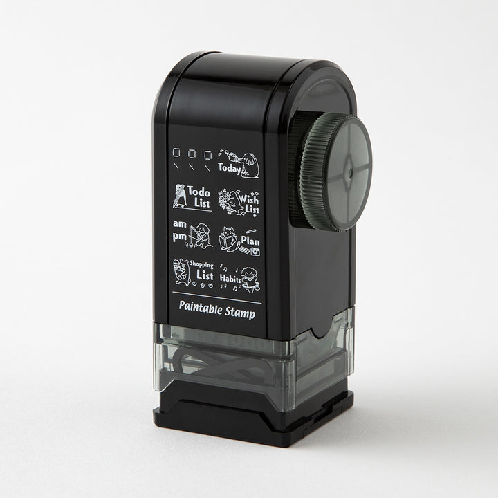 Midori Paintable Rotating Stamp Dial in List — Midori rubber stamp — decorative stamp for journaling and paper craft, at Cityluxe Singapore