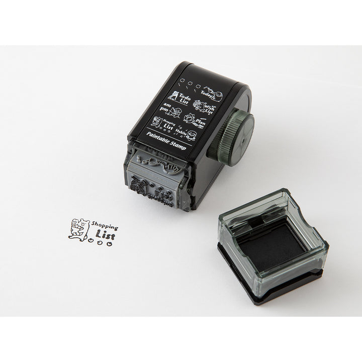 Midori Paintable Rotating Stamp Dial in List — Midori rubber stamp — decorative stamp for journaling and paper craft, at Cityluxe Singapore