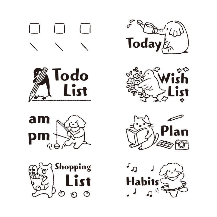 Midori Paintable Rotating Stamp Dial in List — Midori rubber stamp — decorative stamp for journaling and paper craft, at Cityluxe Singapore