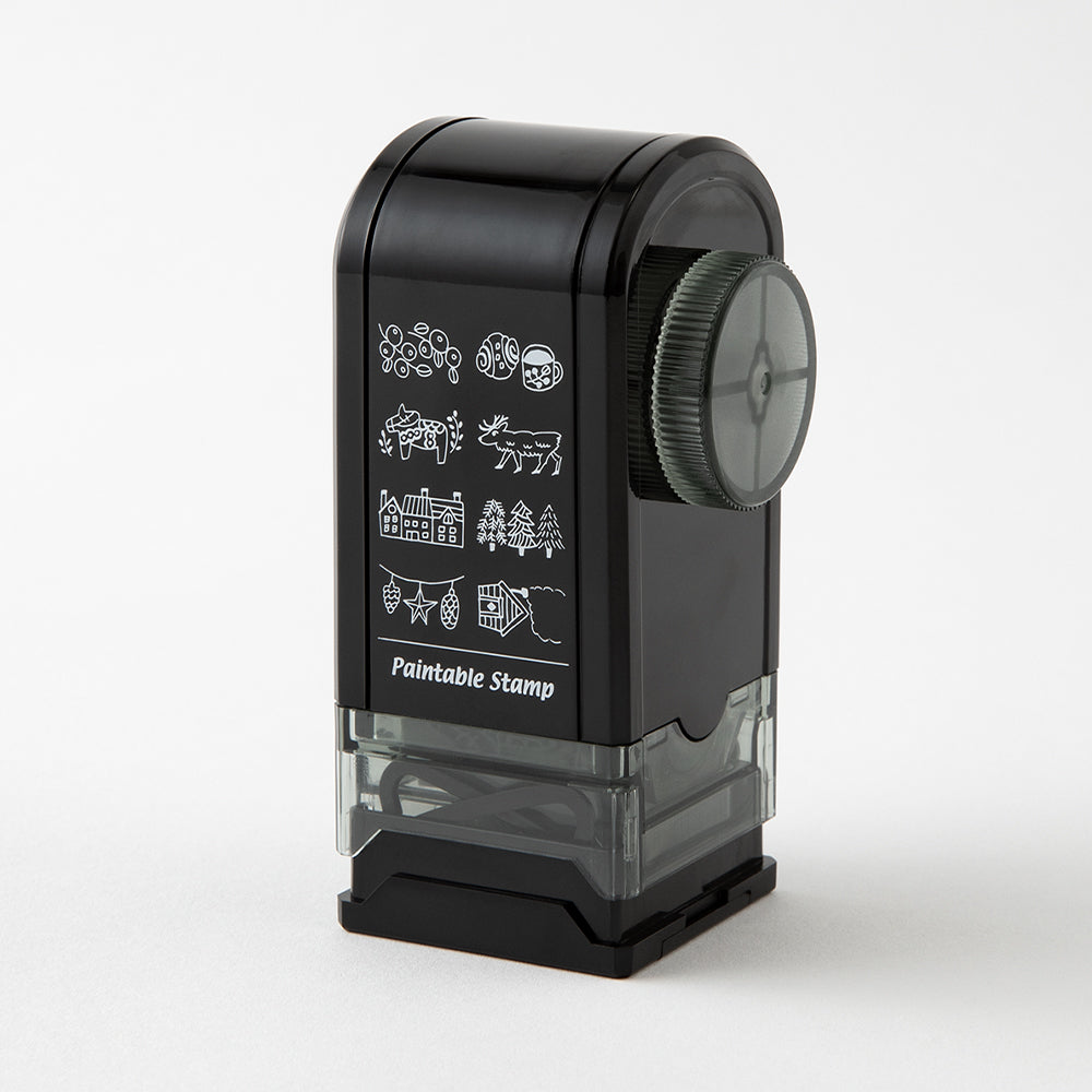 Midori Paintable Rotating Stamp Dial in Nordic Motif — Midori rubber stamp — decorative stamp for journaling and paper craft, at Cityluxe Singapore