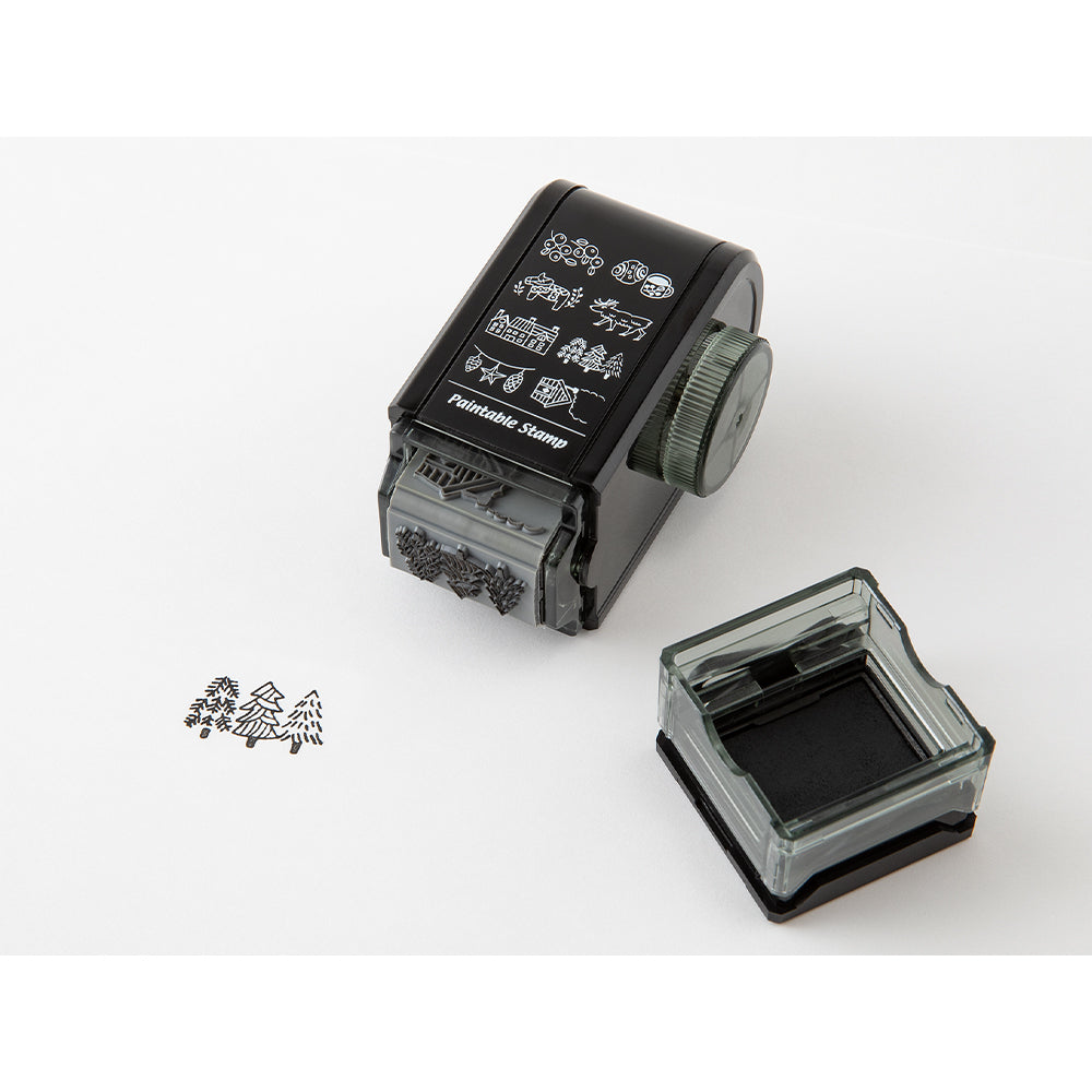 Midori Paintable Rotating Stamp Dial in Nordic Motif — Midori rubber stamp — decorative stamp for journaling and paper craft, at Cityluxe Singapore