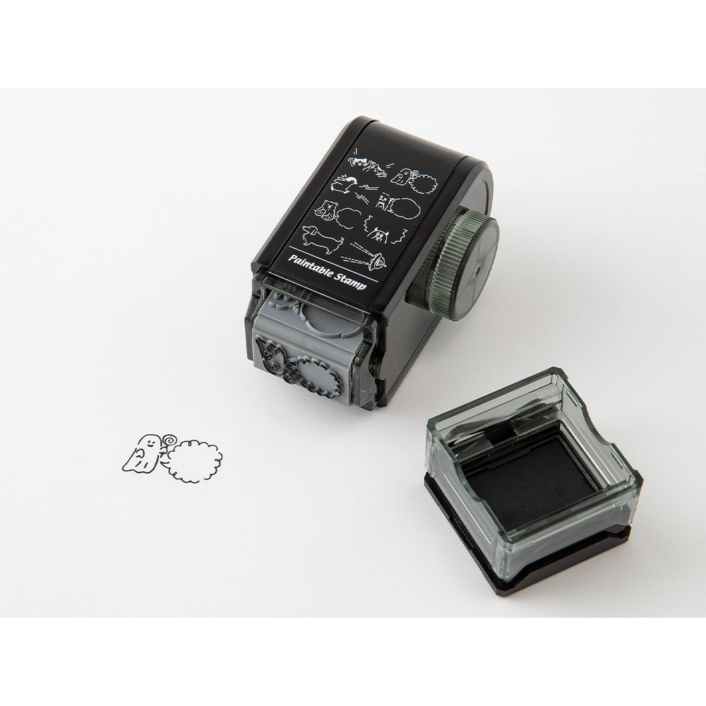 Midori Paintable Rotating Stamp Dial in Speech Bubble — Midori rubber stamp — decorative stamp for journaling and paper craft, at Cityluxe Singapore